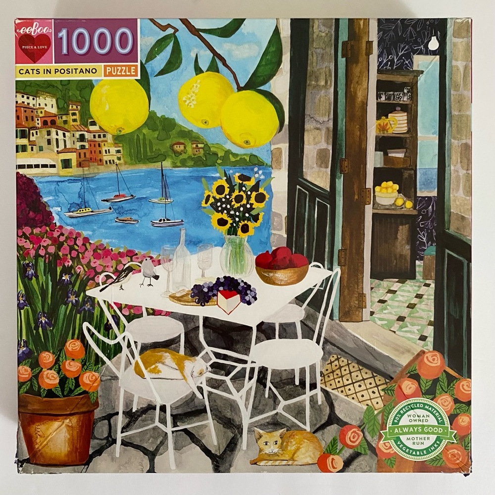 Eeboo Jigsaw Puzzle Cats in Positano 1000 Pieces Complete - Picture 2 of 12